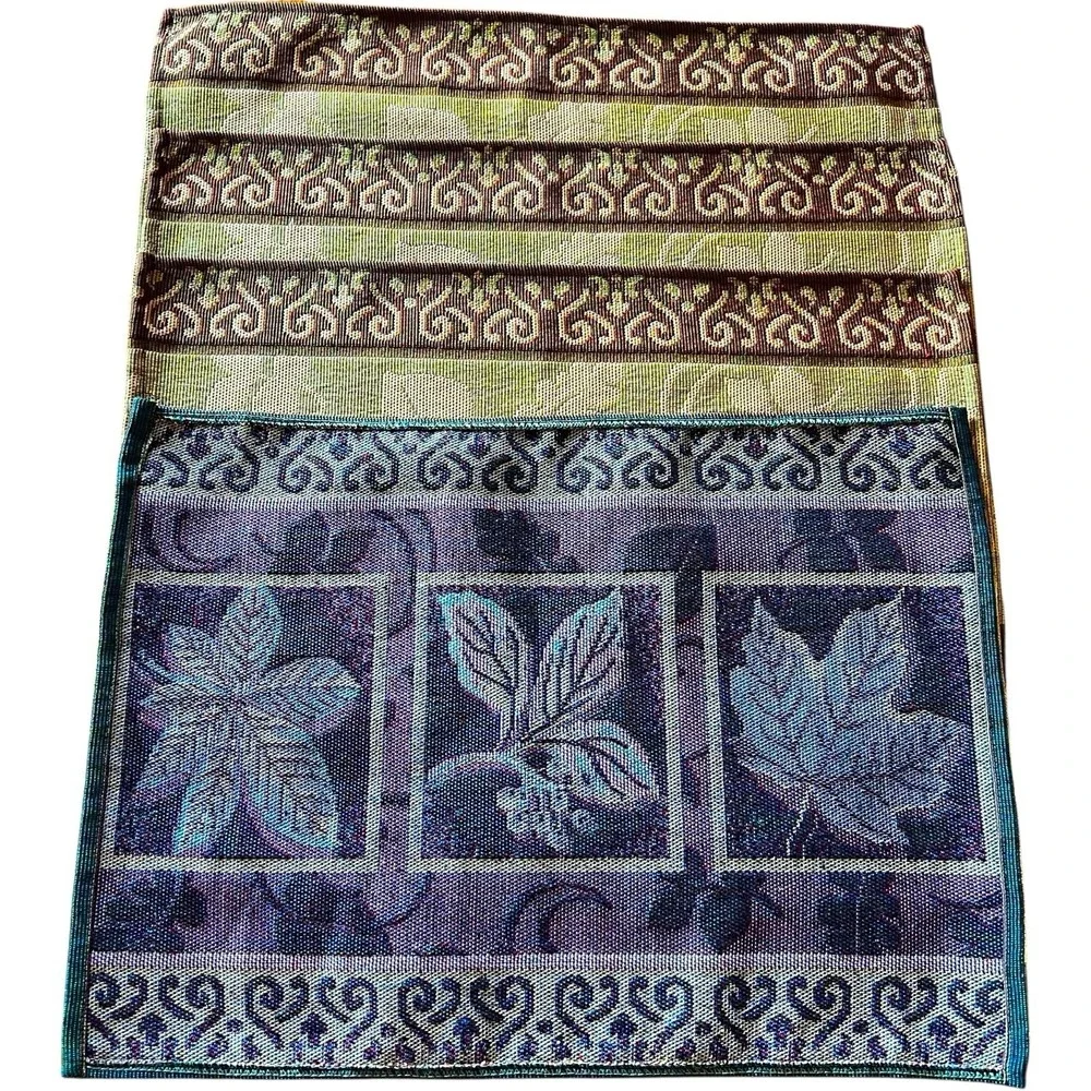 Fall Harvest Autumn Woven Tapestry Placemats Set of 4 Autumn Leaves Dinner 18